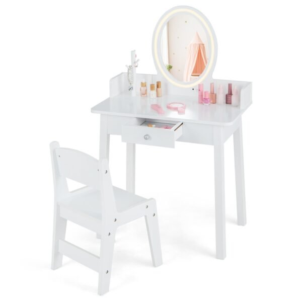 Conjunto de penteadeira infantil com espelho iluminado - Branco