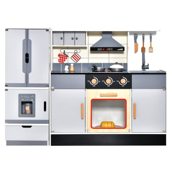 Cozinha de brinquedo para brincar de faz de conta com geladeira independente.