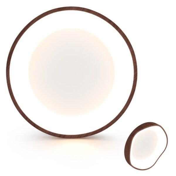 Luminária de teto LED de 24W, econômica, com acabamento em madeira, 41,5 x 10 cm