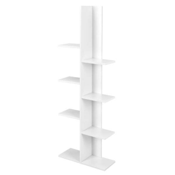 Estante em formato de árvore com 8 prateleiras, estante independente, estante para escritório, 50 x 20 x 141 cm, branca