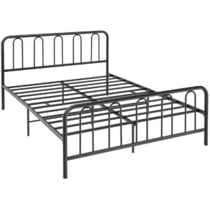 Cama de plataforma moderna com estrutura metálica e espaço de armazenamento, 208 x 164 x 101 cm, preta.