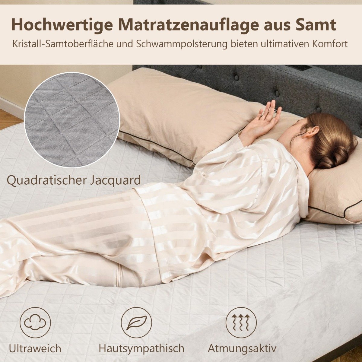 Mesa de cabeceira flutuante com gavetas e prateleira de armazenamento - cinza - Image 2