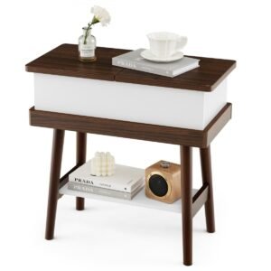 Mesa de centro dobrável com tampo rebatível a 180° 60 x 30 x 60 cm Marrom escuro