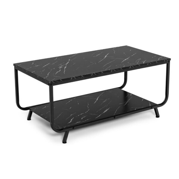 Mesa de centro com prateleira de armazenamento de 2 níveis para sala de estar
