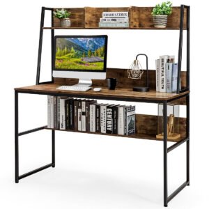 Mesa de computador de 47 polegadas para estudo e escrita - Marrom rústico