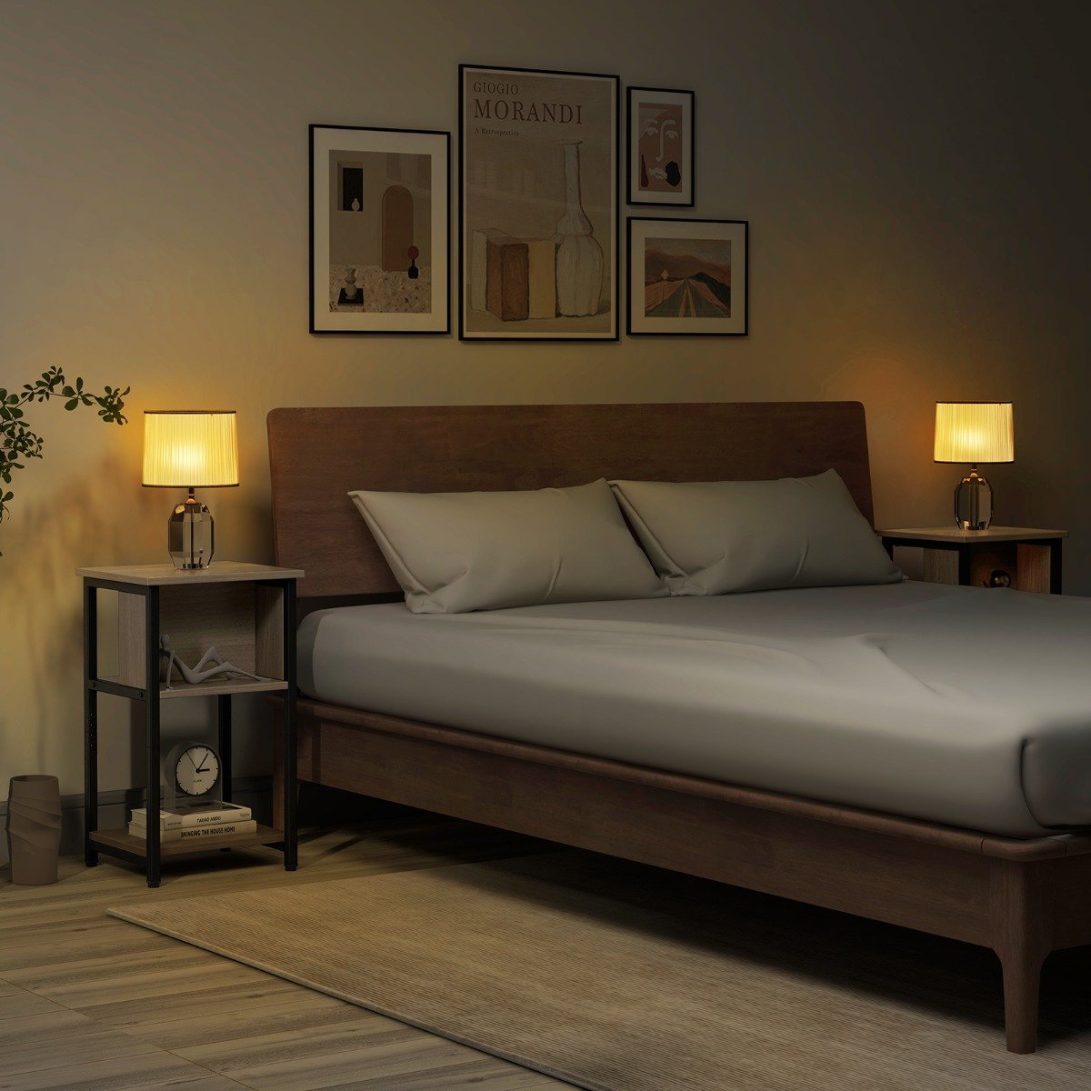 Conjunto de 2 mesas laterais estreitas para sofá com prateleira de armazenamento para espaços pequenos - Cinza - Image 4