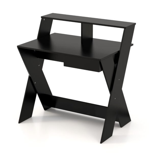 Mesa de computador pequena com gaveta de armazenamento - Preta