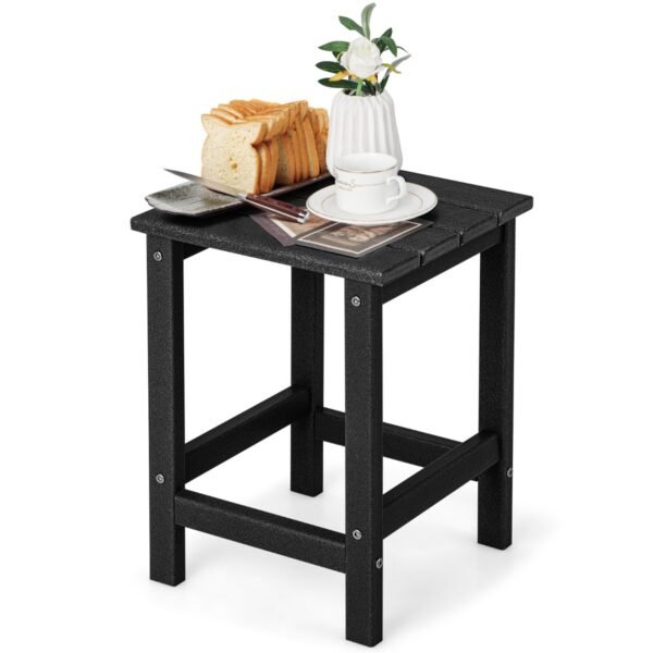 Mesa lateral elegante com material resistente às intempéries para pátio/varanda/jardim - Preta