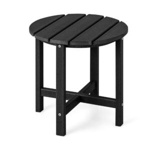 Mesa lateral com material resistente às intempéries para pátio/varanda/jardim - Preta