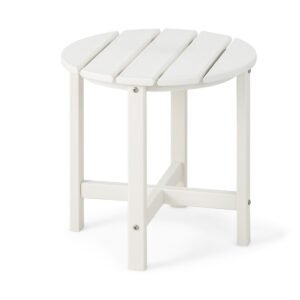 Mesa lateral com material resistente às intempéries para pátio/varanda/jardim - Branca