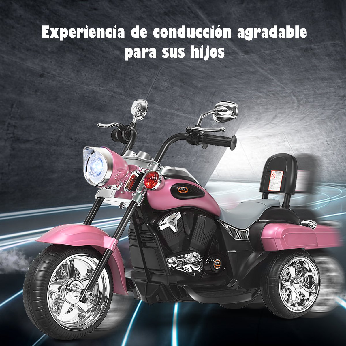 Motocicleta elétrica 6V com bateria e música, 91 x 48 x 64 cm, rosa. - Image 4