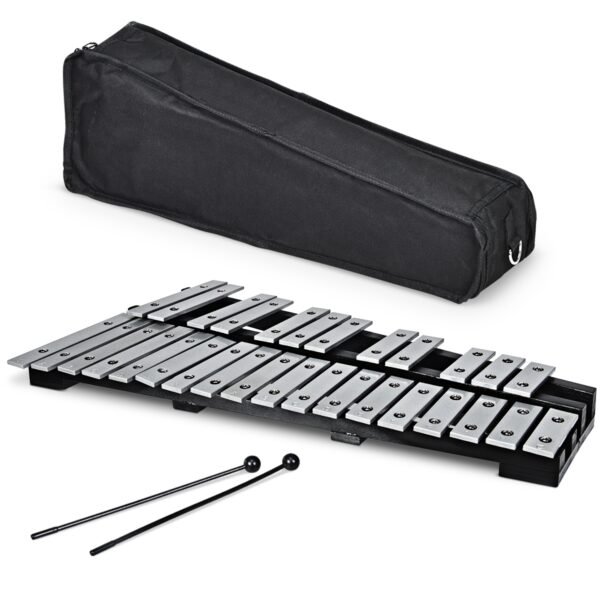 Xilofone Glockenspiel de 30 notas com base de madeira e teclas de metal para crianças