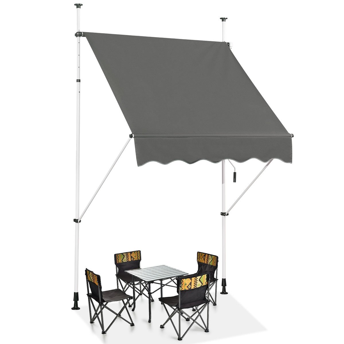 Toldo retrátil para jardim ou pátio externo - Cinza