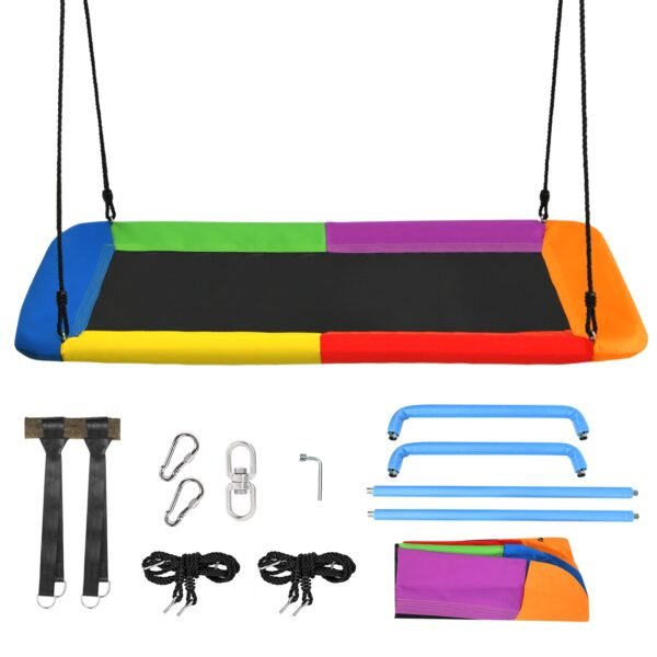 Balanço de árvore de 100 a 180 cm, balanço infantil, balanço tipo ninho, balanço de árvore com cordas ajustáveis, colorido