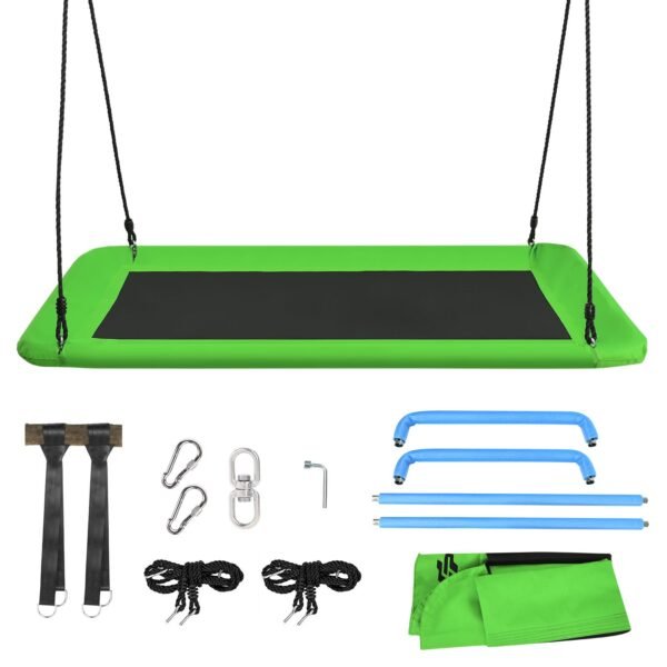 Balanço de árvore tipo ninho, corda ajustável de 100 a 180 cm, para uso interno e externo, na cor verde.