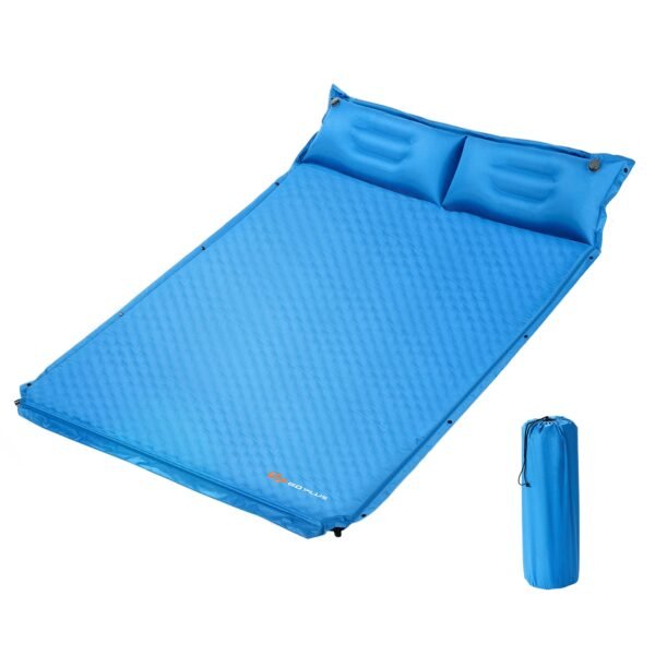Colchão de camping autoinflável para 2 pessoas, 186 x 130 x 4 cm