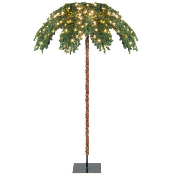 Palmeira artificial tropical de Natal com 250 luzes LED brancas quentes e 813 pontas de galhos, 180 cm.