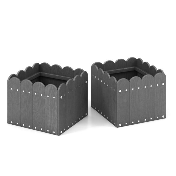 Conjunto de 2 Jardineiras Quadradas com Orifícios de Drenagem para Varanda, Jardim ou Sacada - Cinza