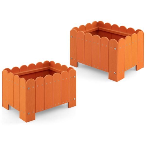 Conjunto de 2 Jardineiras Retangulares com Orifícios de Drenagem para Varanda, Jardim ou Sacada - Laranja