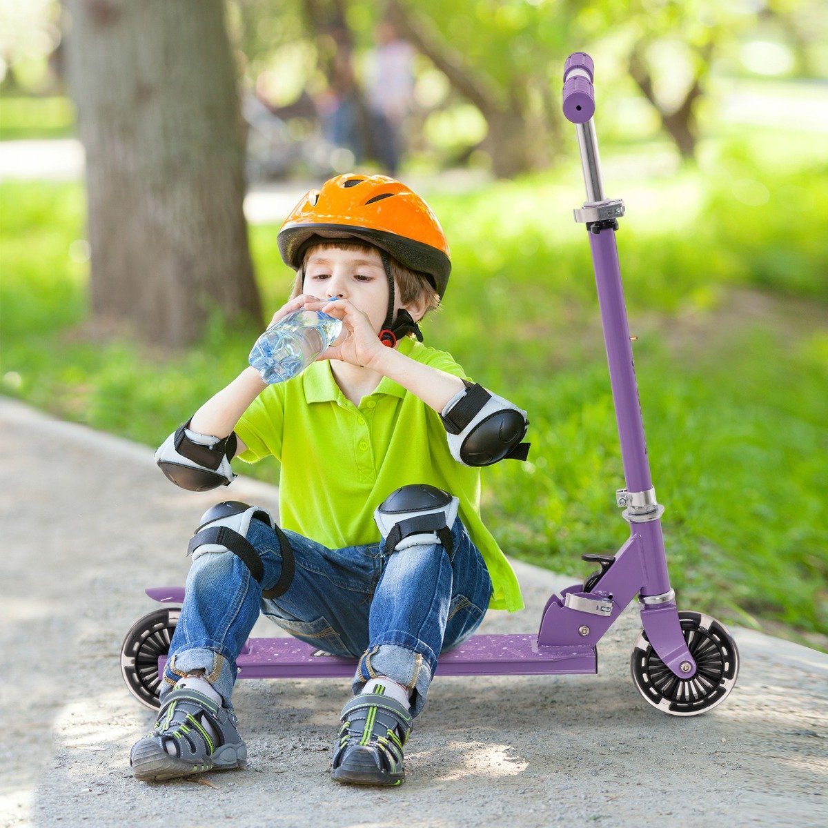 Patinete infantil com rodas de LED, altura ajustável, patinete infantil, patinete urbano, roxo - Image 2