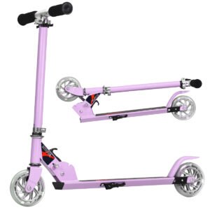 Patinete infantil dobrável de alumínio com rodas de LED - Roxo