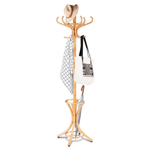 Suporte para casacos independente com guarda-chuva para sala de estar - Natural