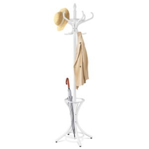Suporte de chão para casacos com guarda-chuva para sala de estar - Branco