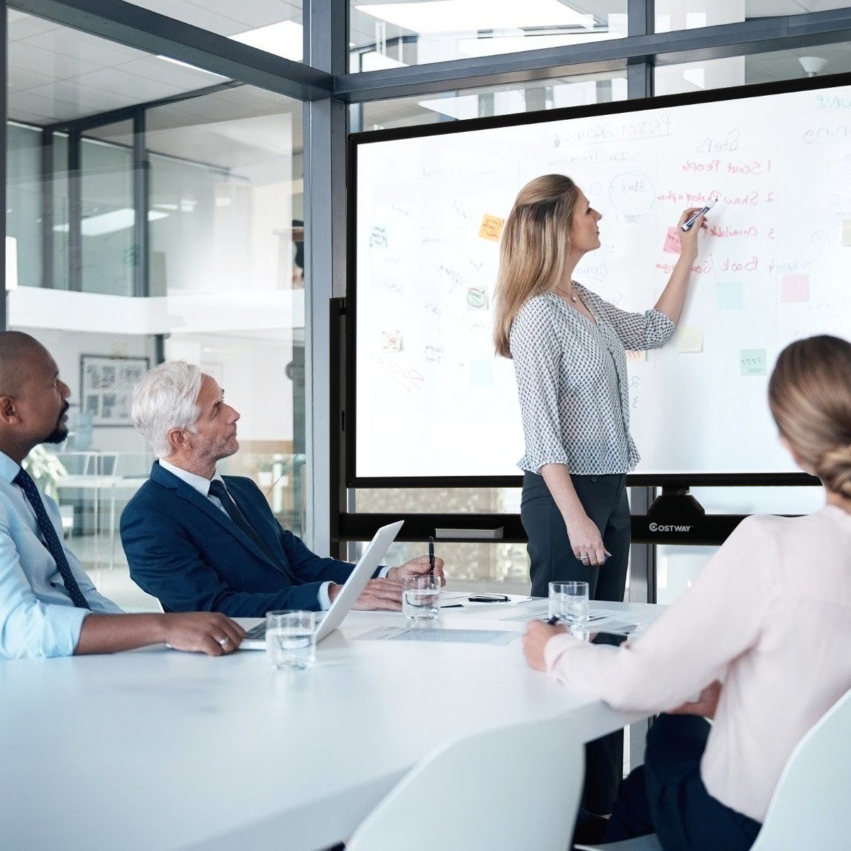 Quadro branco portátil magnético de dupla face com ímãs, canetas e apagador - Preto - Image 4