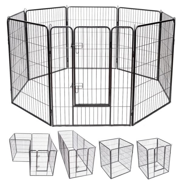 Parque para animais de estimação com 100 cm de altura, 8 painéis e material antiferrugem para cães e gatos.