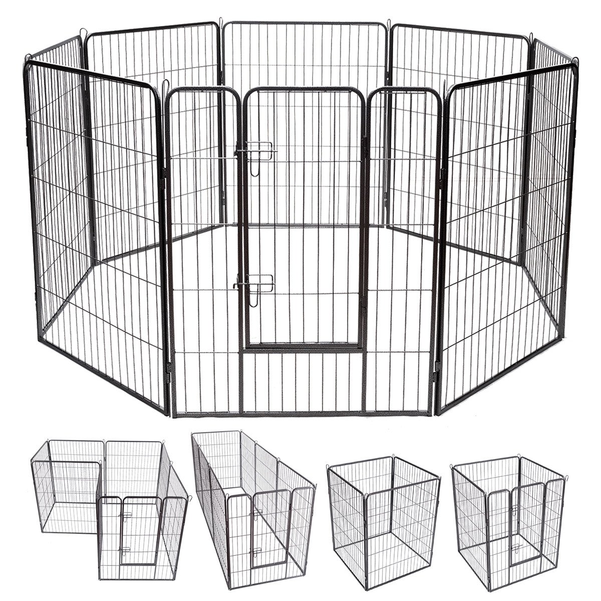 Parque para animais de estimação com 100 cm de altura, 8 painéis e material antiferrugem para cães e gatos.