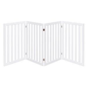 Portão de segurança Barrier Dogs 89 cm de altura com 4 painéis, madeira dobrável (extensão branca)