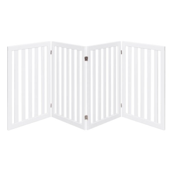 Barreira para cães, portão de segurança dobrável de madeira com 4 painéis, 89 cm de altura, branco.