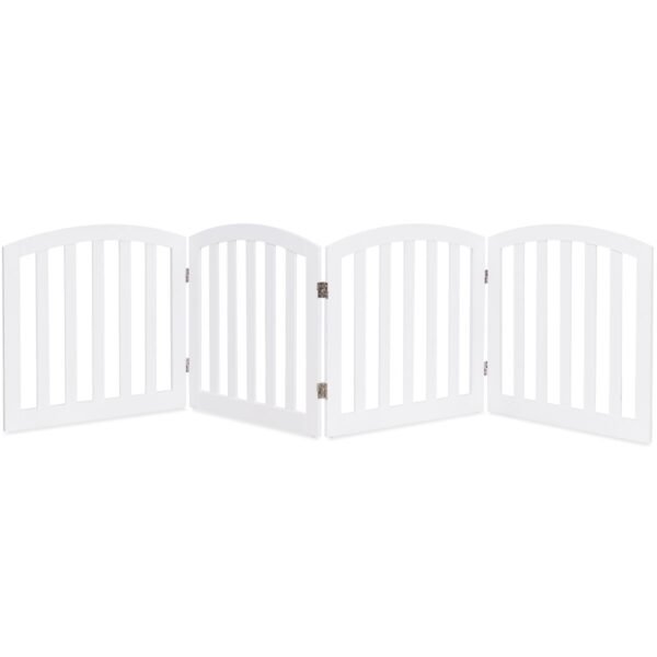 Portão de segurança dobrável para cães, 4 peças, estrutura independente, madeira, branco