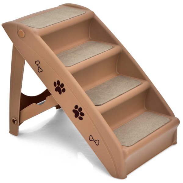 Escada dobrável de plástico para animais de estimação com base antiderrapante para cães e gatos.
