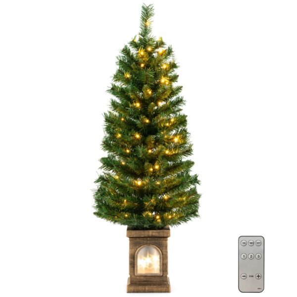Árvore de Natal artificial de 120 cm em vaso com luzes e temporizador.