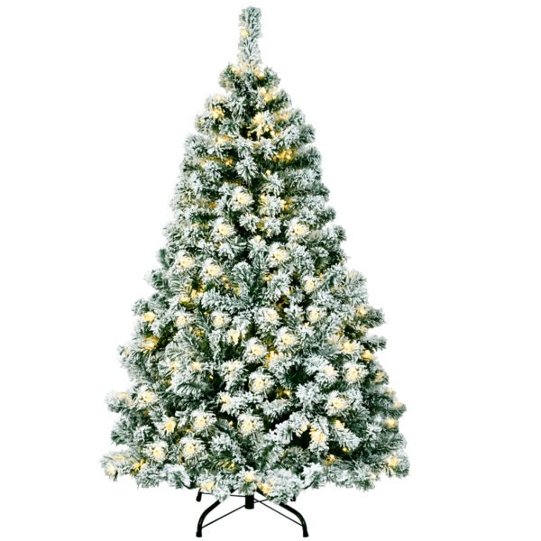 Árvore de Natal artificial com efeito nevado e luzes LED, 135 cm
