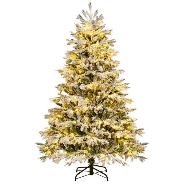 Árvore de Natal artificial de 180 cm com neve e 1022 pontas de galhos variados.