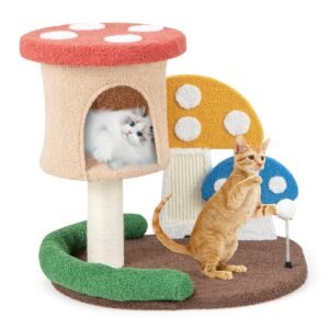 Árvore para Gatos 4 em 1 com Casinha e Plataforma - Multicolorida