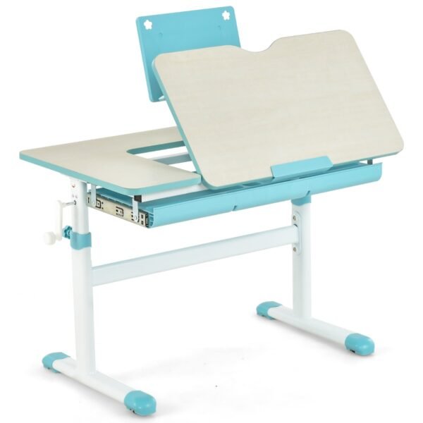 Mesa infantil com altura ajustável, tampo inclinável e suporte para livros - Azul