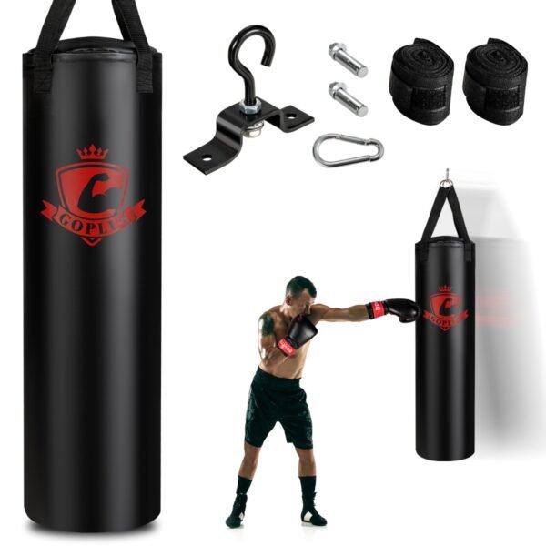 Conjunto de saco de pancadas cheio com luvas de boxe - 63 libras