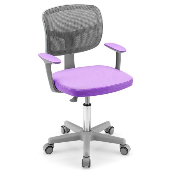 Cadeira infantil para computador com altura ajustável e suporte lombar, ideal para casa, escola e escritório - Roxa