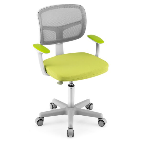 Cadeira de escritório infantil, cadeira de computador infantil com altura ajustável, verde.