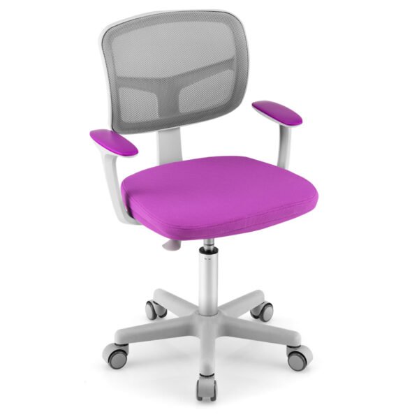 Cadeira de escritório infantil, cadeira de computador infantil com altura ajustável, verde e roxa.