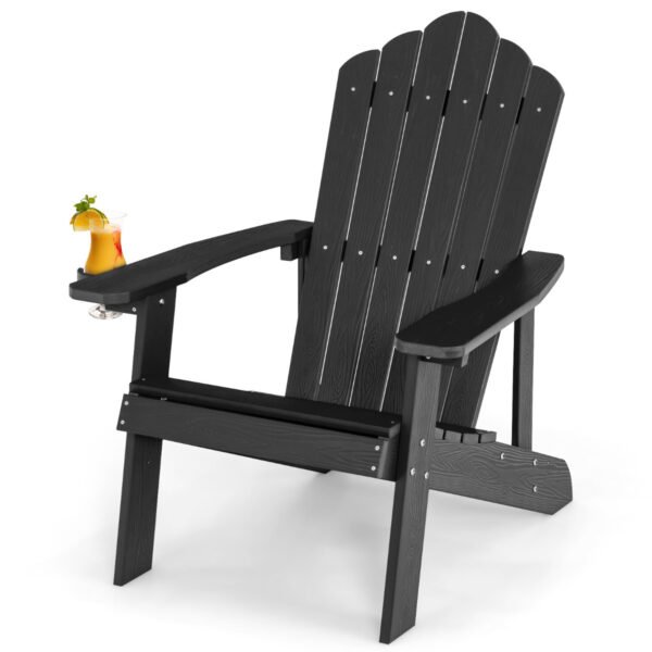 Cadeira Adirondack com porta-copos para pátio - Preta