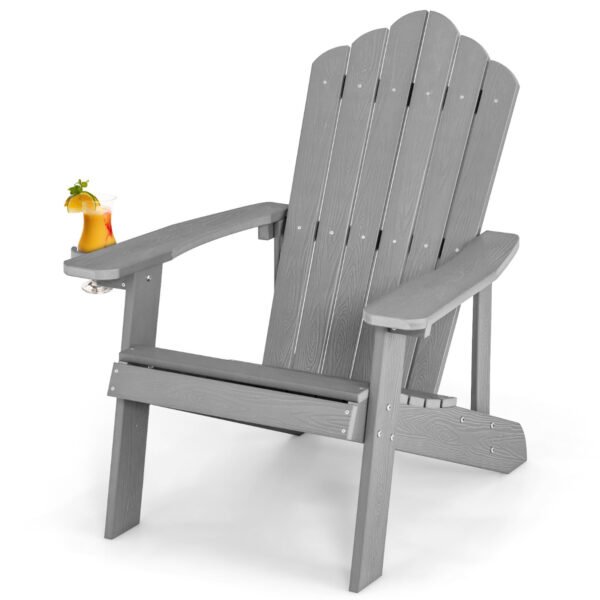 Cadeira Adirondack com porta-copos para pátio - Prata