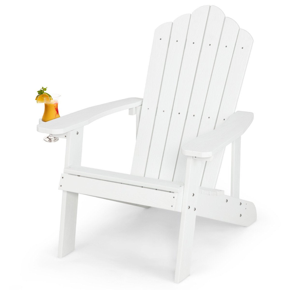 Cadeira Adirondack com porta-copos para pátio - Branca
