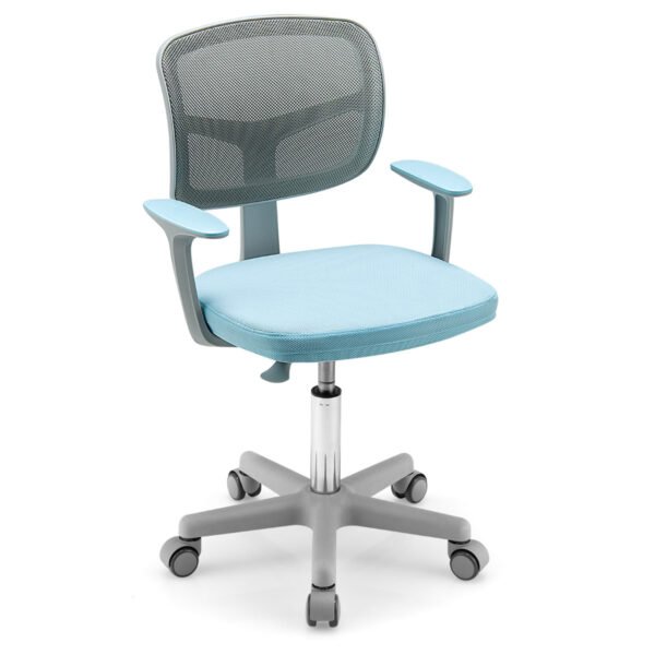 Cadeira infantil para computador com altura ajustável e suporte lombar, ideal para casa, escola e escritório - Azul