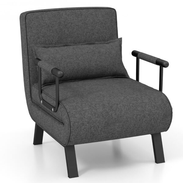 Poltrona-cama, sofá-cama reclinável dobrável, sofá-cama com encosto, cinza escuro