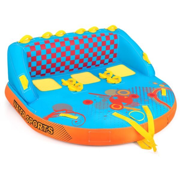 Boia rebocável para barcos, capacidade para 3 pessoas, ideal para esportes aquáticos. Possui capa de nylon.