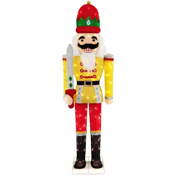 Soldado Quebra-Nozes Iluminado, 166 cm de Altura, Figura em Tamanho Real, Amarelo + Vermelho